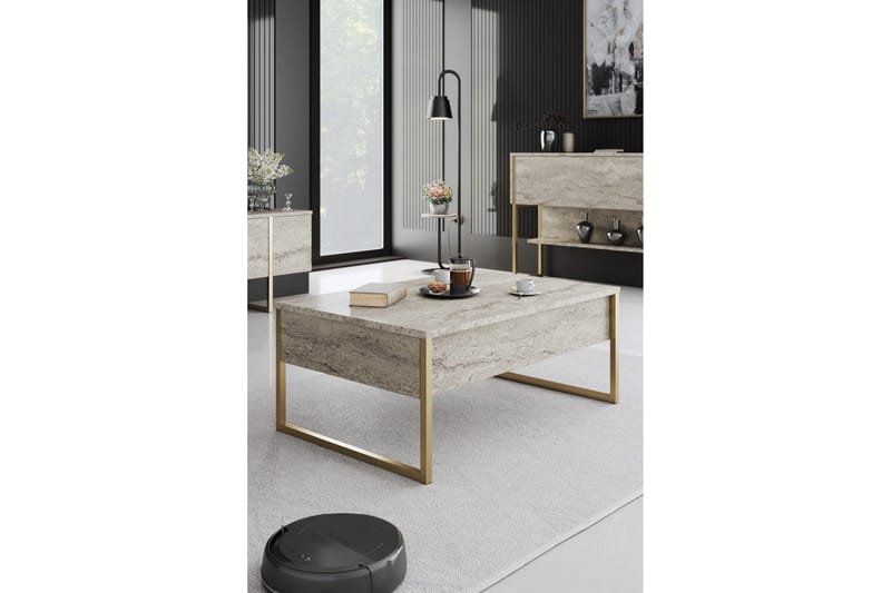 Luxe Soffbord 90 cm - Beige/Guld - Products - Möbler - Bord & matgrupp - Soffbord