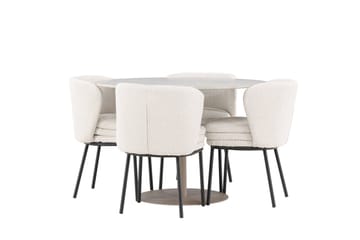 Lycke Matgrupp 110 cm Rund med 4 Agnes stolar - Beige/Vit - Products - Möbler - Bord & matgrupp - Matgrupp