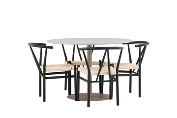 Lycke Matgrupp 110 cm Rund med 4 Alfons stolar - Beige/Svart - Products - Möbler - Bord & matgrupp - Matgrupp