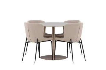 Lycke Matgrupp 110 cm Rund med 4 Modesto stolar - Beige/Beige - Products - Möbler - Bord & matgrupp - Matgrupp