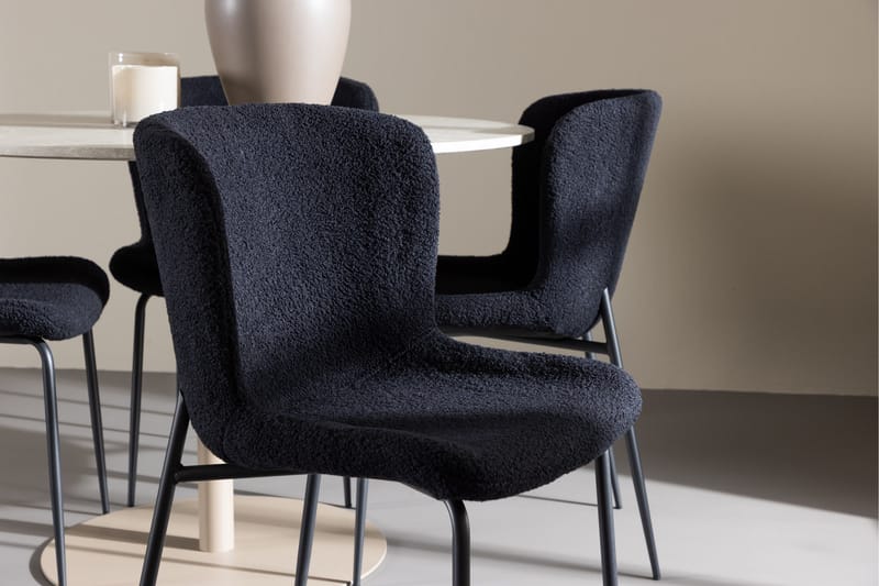 Lycke Matgrupp 110 cm Rund med 4 Modesto stolar - Beige/Svart - Products - Möbler - Bord & matgrupp - Matgrupp