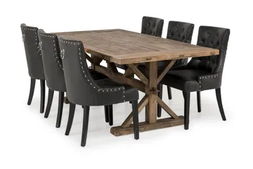 Lyon Förlängningsbar Matgrupp 200 cm med 6 Tuva Fåtölj - Natur/Svart - Products - Möbler - Bord & matgrupp - Matgrupp