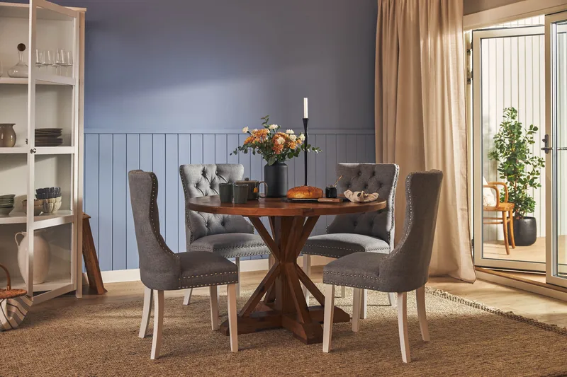 Lyon Matgrupp 120 cm Rund inkl 4 Bergviken Stolar - Brun - Products - Möbler - Bord & matgrupp - Matgrupp