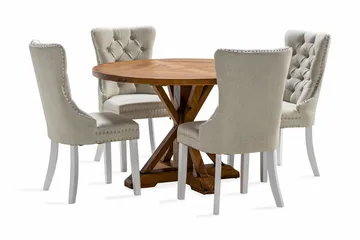 Lyon Matgrupp 120 cm Rund inkl 4 Bergviken Stolar - Brun - Products - Möbler - Bord & matgrupp - Matgrupp