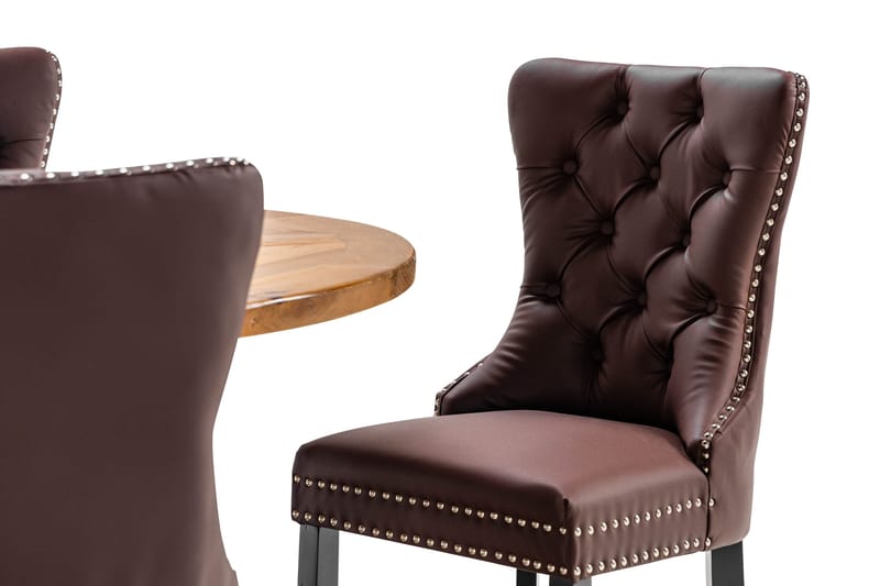 Lyon Matgrupp 120 cm Rund inkl 4 Bergviken Stolar Konstläder - Brun - Products - Möbler - Bord & matgrupp - Matgrupp