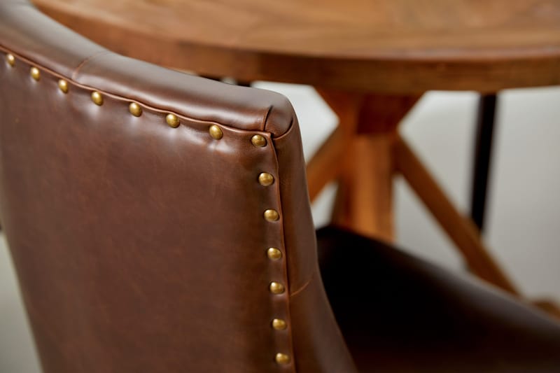 Lyon Matgrupp Rund med 4 st Tuva Fåtölj Konstläder - Trä/Mörkbrun - Products - Möbler - Bord & matgrupp - Matgrupp