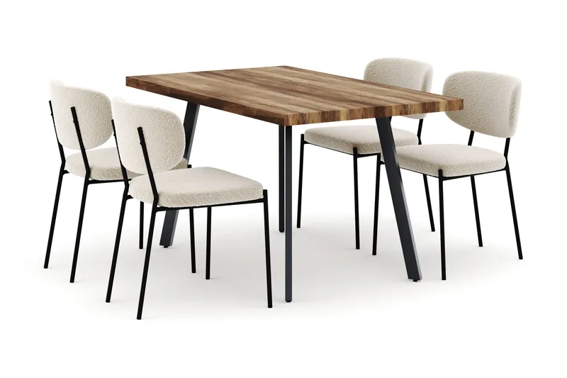 Marcelen Matbord Förlängningsbart med 4 Gemmiano Stolar, Brun