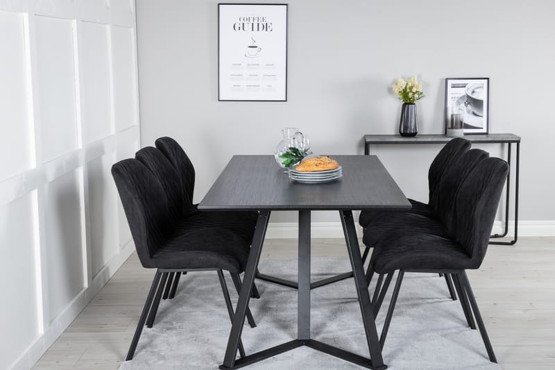 Marina Matgrupp 180 cm Rektangulär med 6 Gemma stolar - Svart - Products - Möbler - Bord & matgrupp - Matgrupp