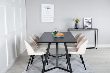 Marina Matgrupp 180 cm Rektangulär med 6 Velvet stolar - Beige - Products - Möbler - Bord & matgrupp - Matgrupp
