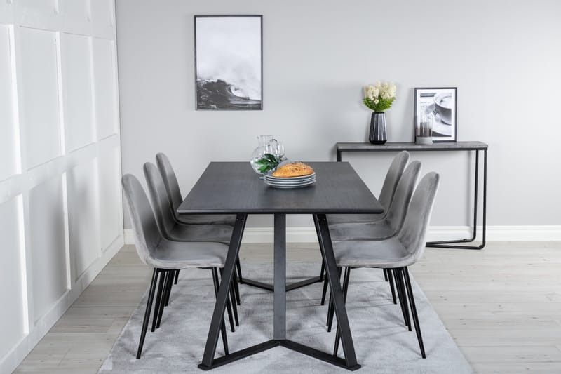 Marina Matgrupp 180 cm Rektangulär med 6 Polar stolar - Svart - Products - Möbler - Bord & matgrupp - Matgrupp