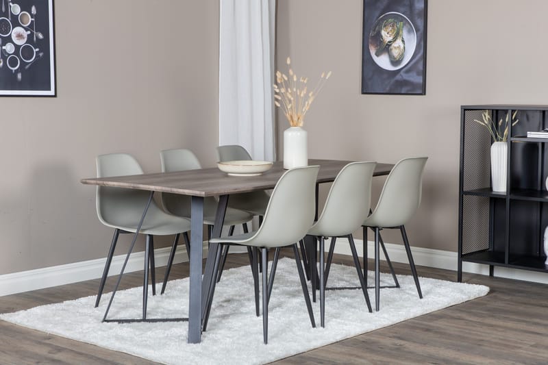 Marina Matgrupp 180 cm Rektangulär med 6 Polar stolar - Svart - Products - Möbler - Bord & matgrupp - Matgrupp