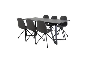 Marina Matgrupp 180 cm Rektangulär med 6 Polar stolar - Svart - Products - Möbler - Bord & matgrupp - Matgrupp