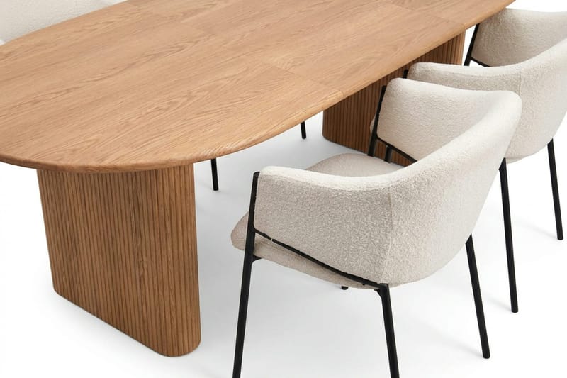 Noira Matgrupp förlängningsbart 160-220 cm Ek med 6 Filip Matstolar - Ek - Products - Möbler - Bord & matgrupp - Matgrupp