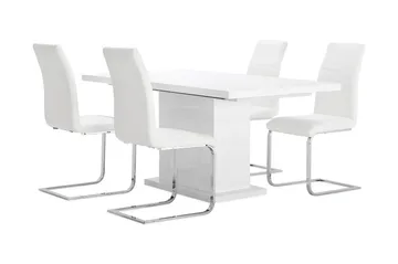 Ratliff Matgrupp 180 cm + 4 Sorado Stol - Vit/Krom - Products - Möbler - Bord & matgrupp - Matgrupp