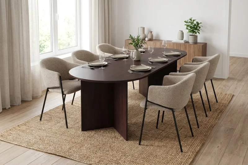 Vera Matgrupp rektangulärt 180 cm Rökt Ek med 6 Filip Matstolar - Rökt ek - Products - Möbler - Bord & matgrupp - Matgrupp