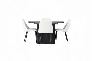 Matilda Matgrupp 130 cm Rund med 4 Night Stolar, Svart