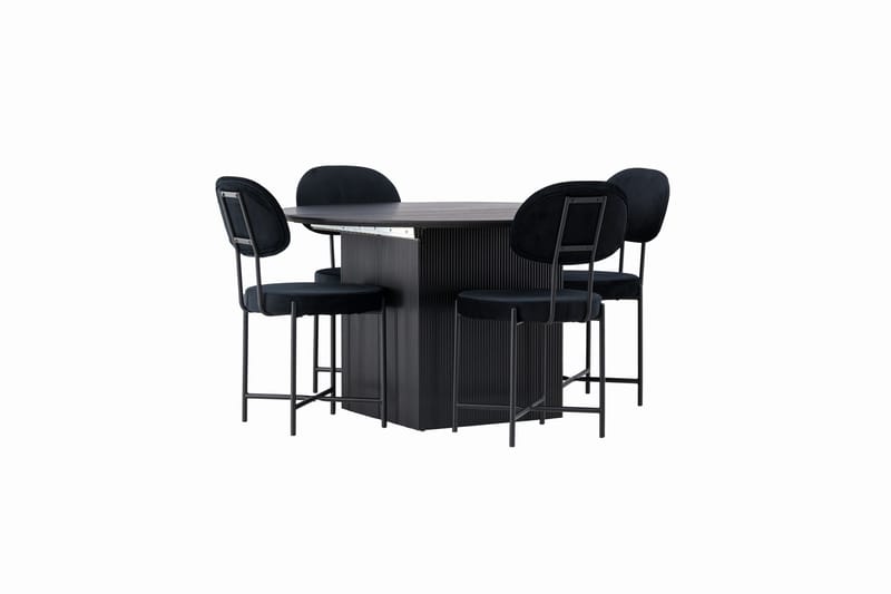 Matilda Matgrupp 130 cm Rund med 4 Stella Stolar - Svart - Products - Möbler - Bord & matgrupp - Matgrupp