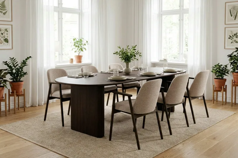 Noira Förlängningsbart Matbord 220/320x100 cm Fanér - Rökt ek - Products - Möbler - Bord & matgrupp - Matbord & köksbord