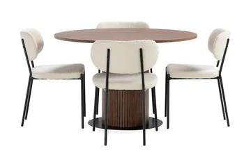 Noira Matbord 120 cm Massiv Valnöt Runt med 4st Gemmiano Mat - Brun - Products - Möbler - Bord & matgrupp - Matgrupp