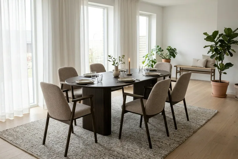 Noira Matgrupp förlängningsbart 160-220 cm Rökt Ek med 6 Reciclar Matstolar - Rökt ek - Products - Möbler - Bord & matgrupp - Matgrupp