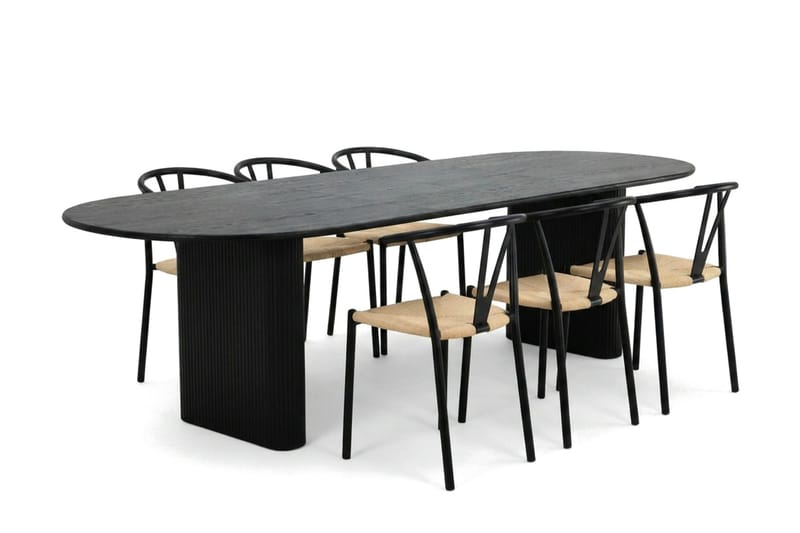Noira Matgrupp förlängningsbart 220-320 cm Svart med 6 Elysia Matstolar - Products - Möbler - Bord & matgrupp - Matgrupp