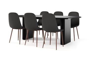 Noira Ovalt Matbord 220 cm Svart +  6 st Nibe stol svart med valnöt ben - Svart - Products - Möbler - Bord & matgrupp - Matgrupp