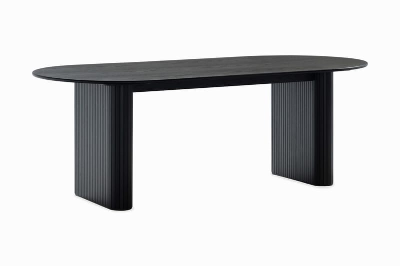Noira Ovalt Matbord 220 cm Svart +  8 st Nibe stol brun med svarta ben - Svart/Brun - Products - Möbler - Bord & matgrupp - Matgrupp