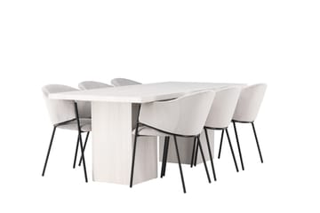 Olga Matgrupp 200 cm Rektangulär med 6 Evelina Stolar - Vit - Products - Möbler - Bord & matgrupp - Matgrupp