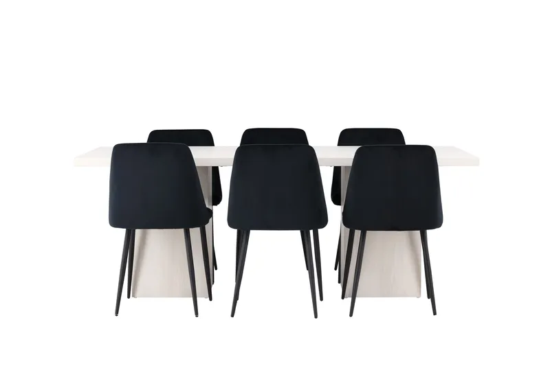 Olga Matgrupp 200 cm Rektangulär med 6 Night Stolar, Vit