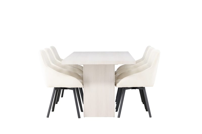 Olga Matgrupp 200 cm Rektangulär med 6 Rosie Stolar - Vit - Products - Möbler - Bord & matgrupp - Matgrupp