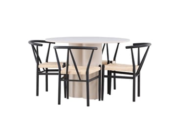 Olivia Matgrupp 110 cm Rund med 4 Alfons stolar - Beige/Svart - Products - Möbler - Bord & matgrupp - Matgrupp