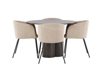 Olivia Matgrupp 110 cm Rund med 4 Berit stolar - Beige - Products - Möbler - Bord & matgrupp - Matgrupp