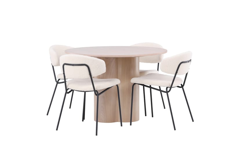 Olivia Matgrupp 110 cm Rund med 4 Chico Stolar - Whitewash - Products - Möbler - Bord & matgrupp - Matgrupp