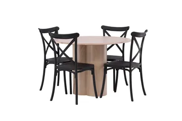 Olivia Matgrupp 110 cm Rund med 4 Crosett stolar - Whitewash - Products - Möbler - Bord & matgrupp - Matgrupp