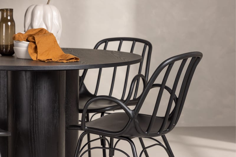 Olivia Matgrupp 110 cm Rund med 4 Dyrön Stolar - Svart - Products - Möbler - Bord & matgrupp - Matgrupp