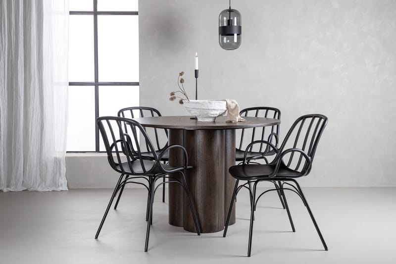 Olivia Matgrupp 110 cm Rund med 4 Dyrön stolar - Svart - Products - Möbler - Bord & matgrupp - Matgrupp
