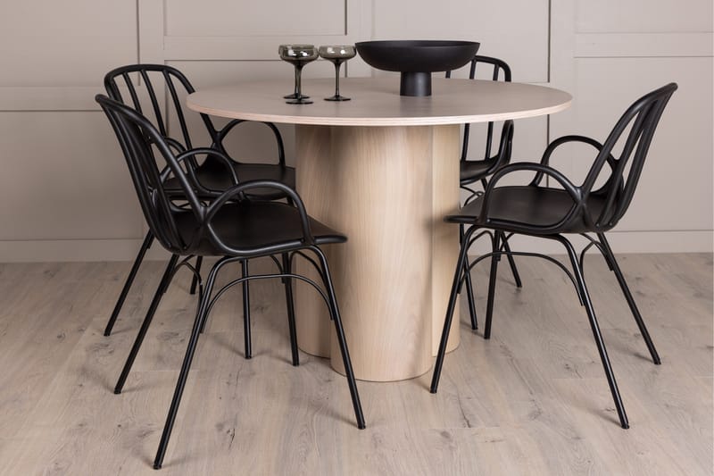 Olivia Matgrupp 110 cm Rund med 4 Dyrön stolar - Whitewash - Products - Möbler - Bord & matgrupp - Matgrupp