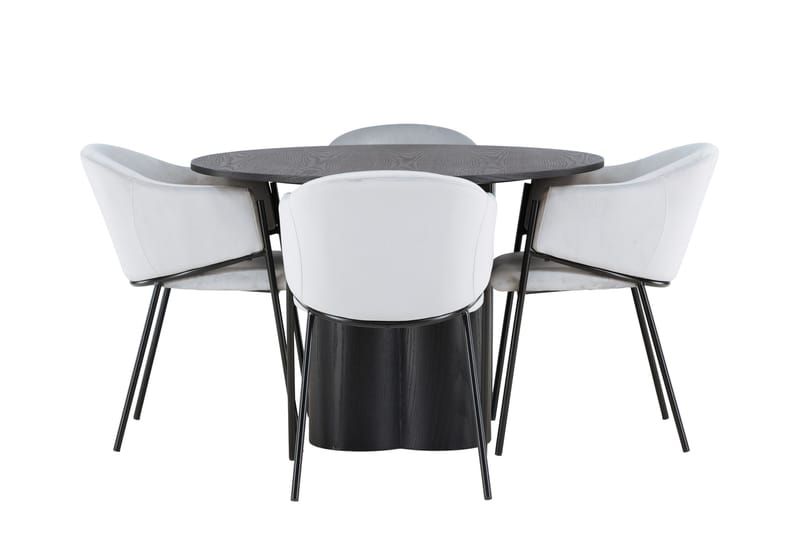 Olivia Matgrupp 110 cm Rund med 4 Evelina Stolar, Svart