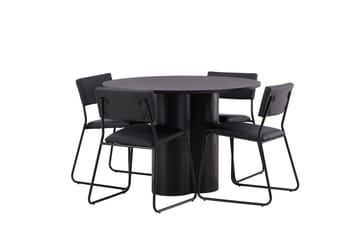 Olivia Matgrupp 110 cm Rund med 4 Kenth Stolar - Svart - Products - Möbler - Bord & matgrupp - Matgrupp