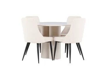 Olivia Matgrupp 110 cm Rund med 4 Leone stolar - Beige/Beige - Products - Möbler - Bord & matgrupp - Matgrupp