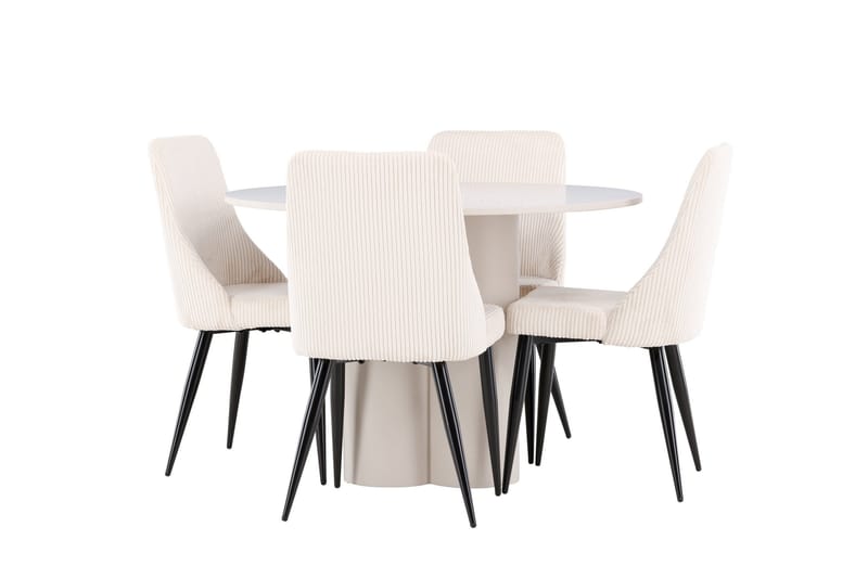 Olivia Matgrupp 110 cm Rund med 4 Leone stolar, Beige/Beige