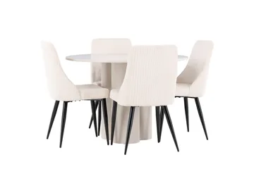 Olivia Matgrupp 110 cm Rund med 4 Leone stolar - Beige/Beige - Products - Möbler - Bord & matgrupp - Matgrupp