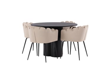 Olivia Matgrupp 110 cm Rund med 4 Limhamn Stolar - Beige - Products - Möbler - Bord & matgrupp - Matgrupp