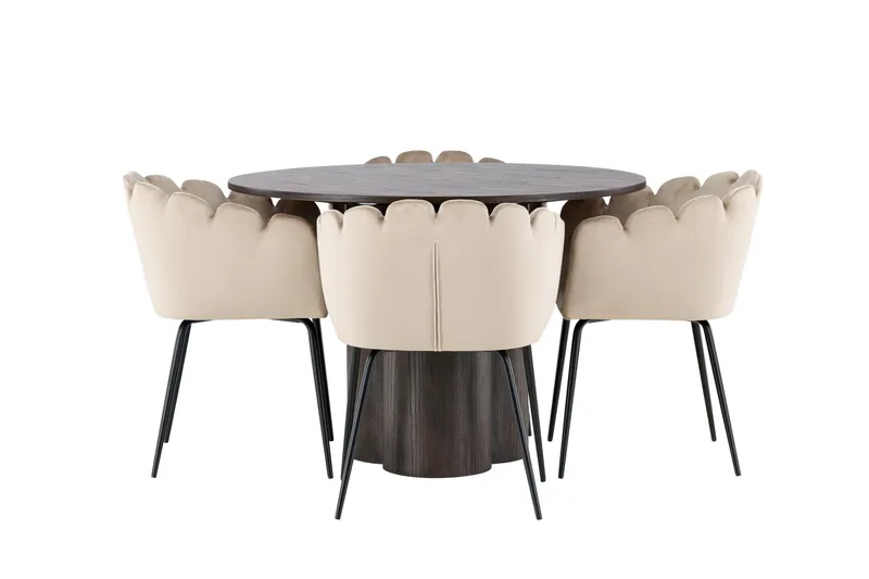Olivia Matgrupp 110 cm Rund med 4 Limhamn stolar, Beige