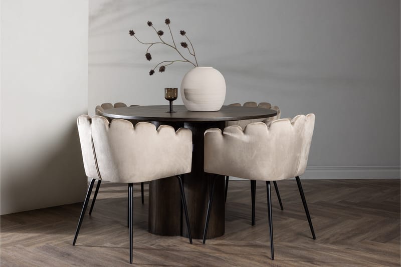 Olivia Matgrupp 110 cm Rund med 4 Limhamn stolar - Beige - Products - Möbler - Bord & matgrupp - Matgrupp