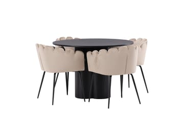 Olivia Matgrupp 110 cm Rund med 4 Limhamn Stolar - Beige - Products - Möbler - Bord & matgrupp - Matgrupp