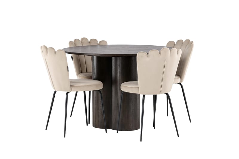 Olivia Matgrupp 110 cm Rund med 4 Limhamn stolar - Beige - Products - Möbler - Bord & matgrupp - Matgrupp