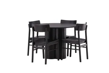 Olivia Matgrupp 110 cm Rund med 4 Montros Stolar - Svart - Products - Möbler - Bord & matgrupp - Matgrupp