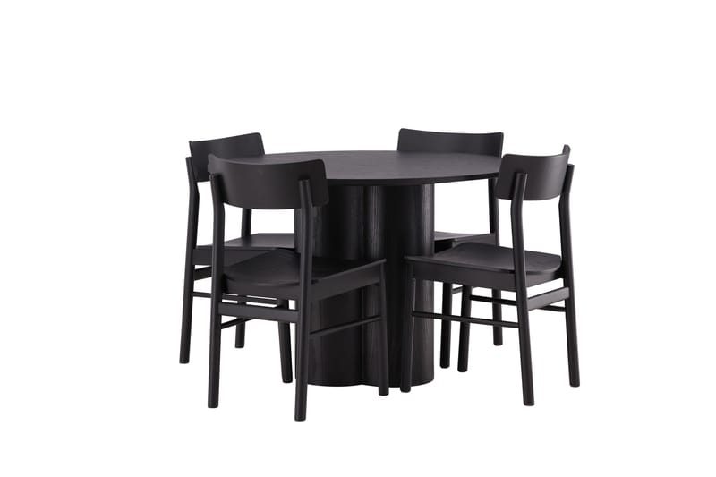 Olivia Matgrupp 110 cm Rund med 4 Montros Stolar - Svart - Products - Möbler - Bord & matgrupp - Matgrupp