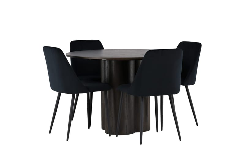 Olivia Matgrupp 110 cm Rund med 4 Night stolar - Svart - Products - Möbler - Bord & matgrupp - Matgrupp